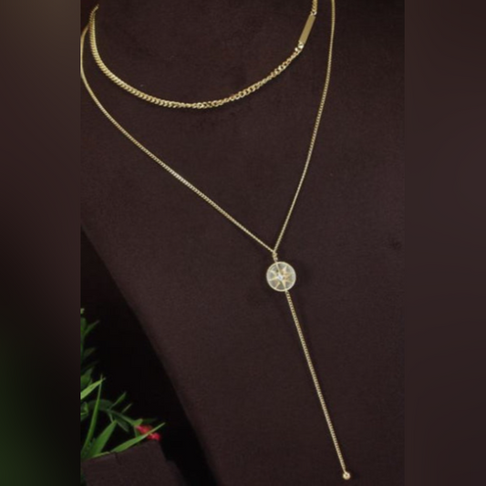 Double Layer Star Pendent Long Chain Necklace